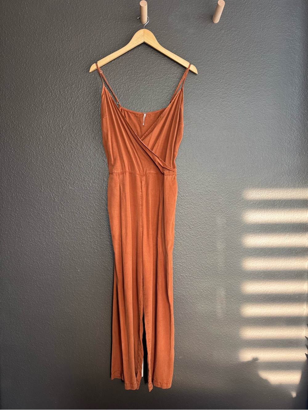 Free People Rust-Orange Strap Spaghetti Jumpsuit